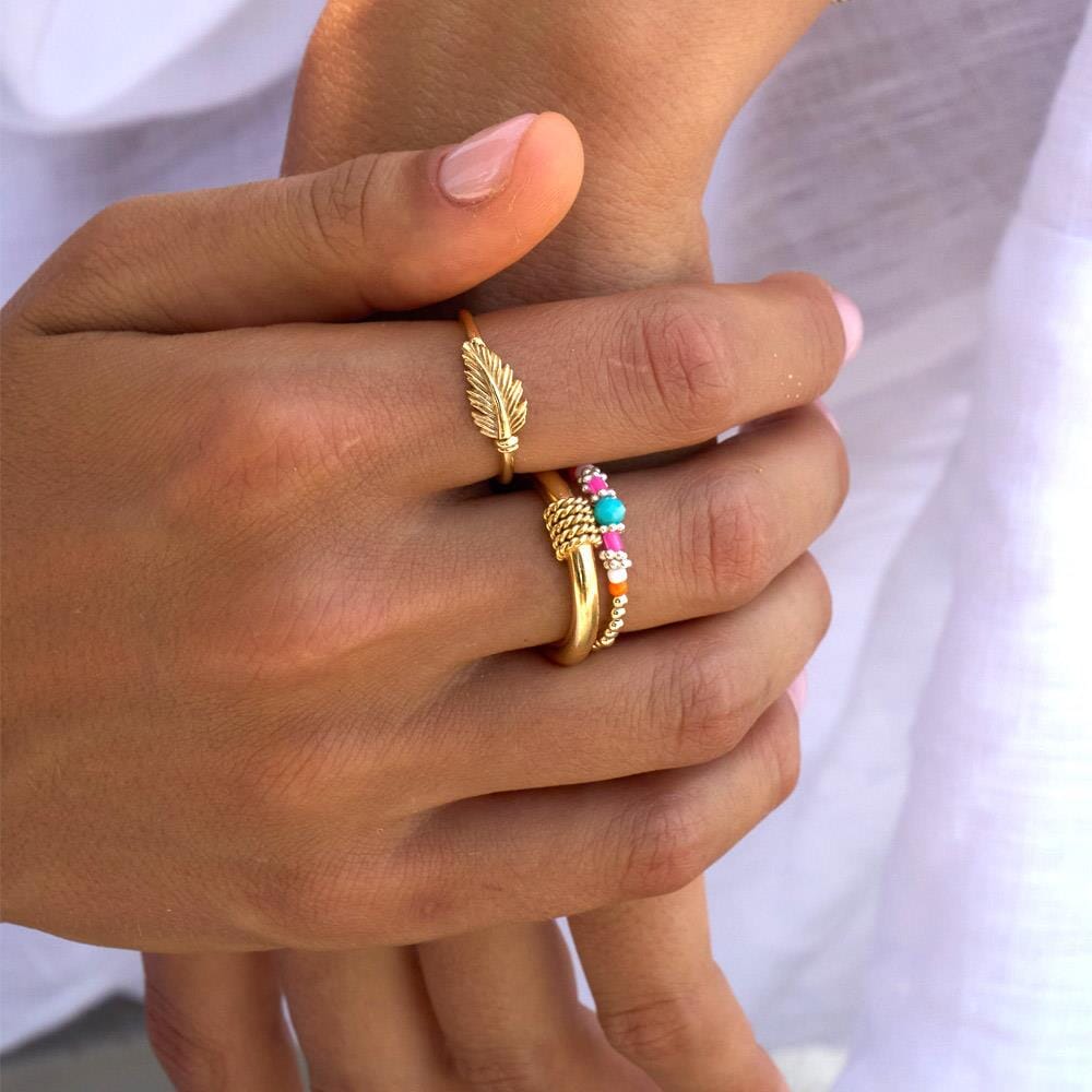 Boho Gold Plated Ring - Turquoise