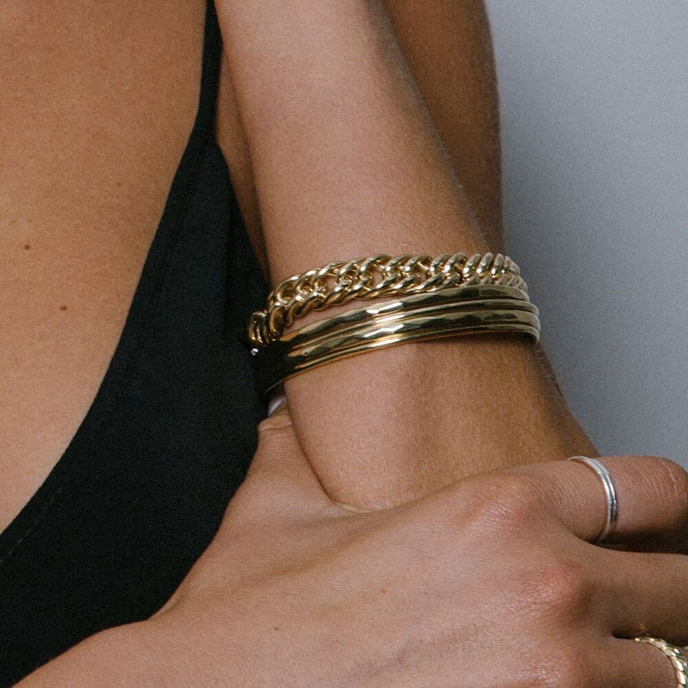 NU & MII Double Gold Plated Bangle Set