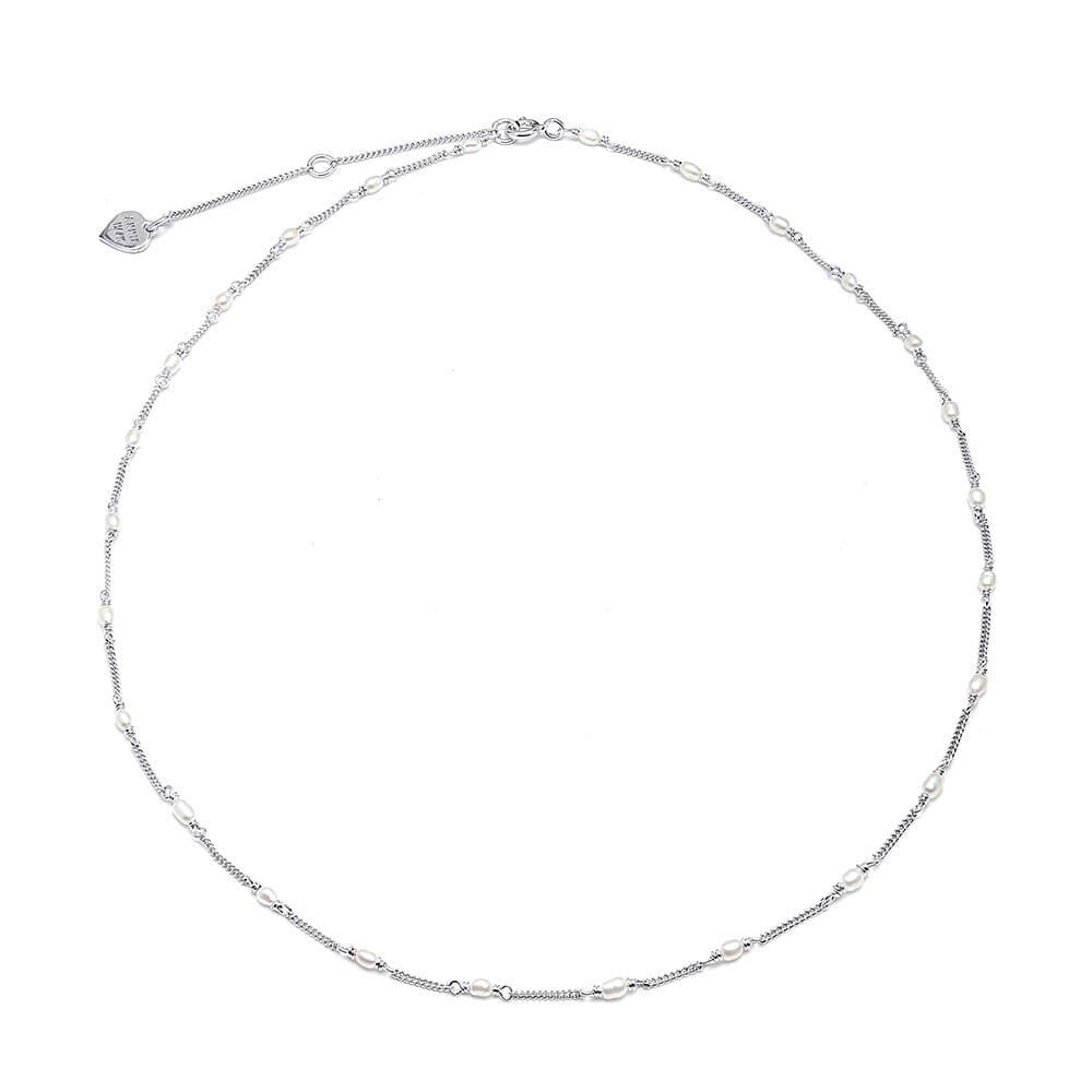 Dainty Silver Necklace - Pearl