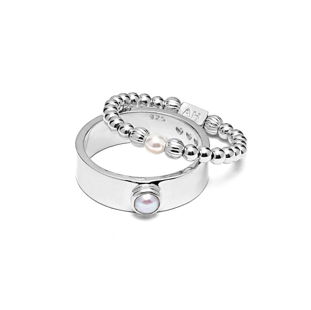 Akoya Silver Ring Stack