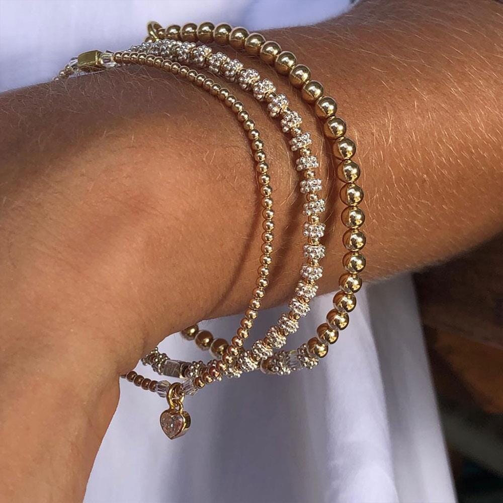 Stretch / Clasp 7mm 14k Solid Yellow or Rose Gold Bead Bracelet stack  +Custom | eBay