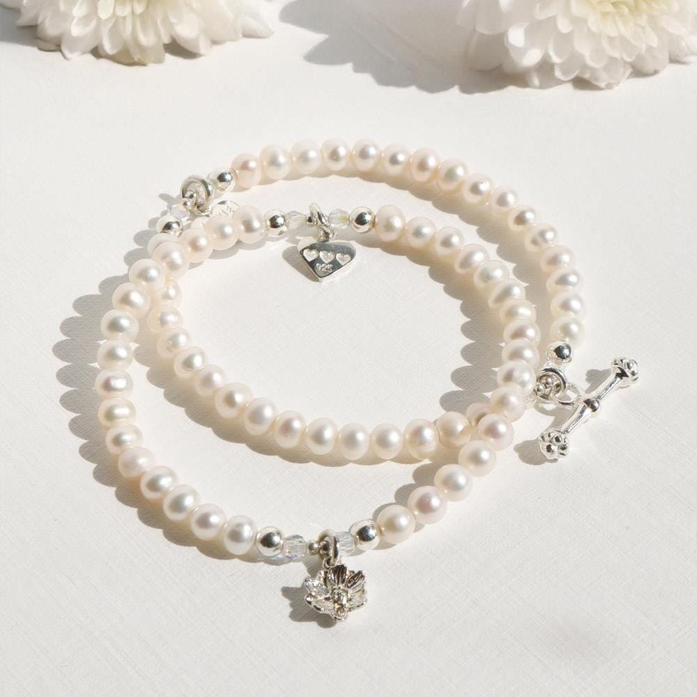 Poppy Pearl Silver Bracelet - T-Bar