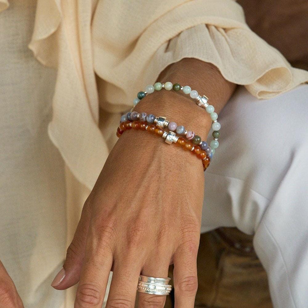 Precious Silver Bracelet - Carnelian Red