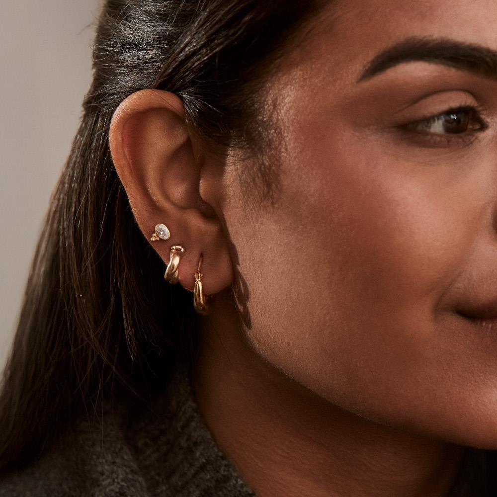 NU & MII Mini Twist Huggy Hoop Gold Plated Earrings
