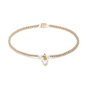 Blissful Crystal Heart Gold Plated Charm Bracelet