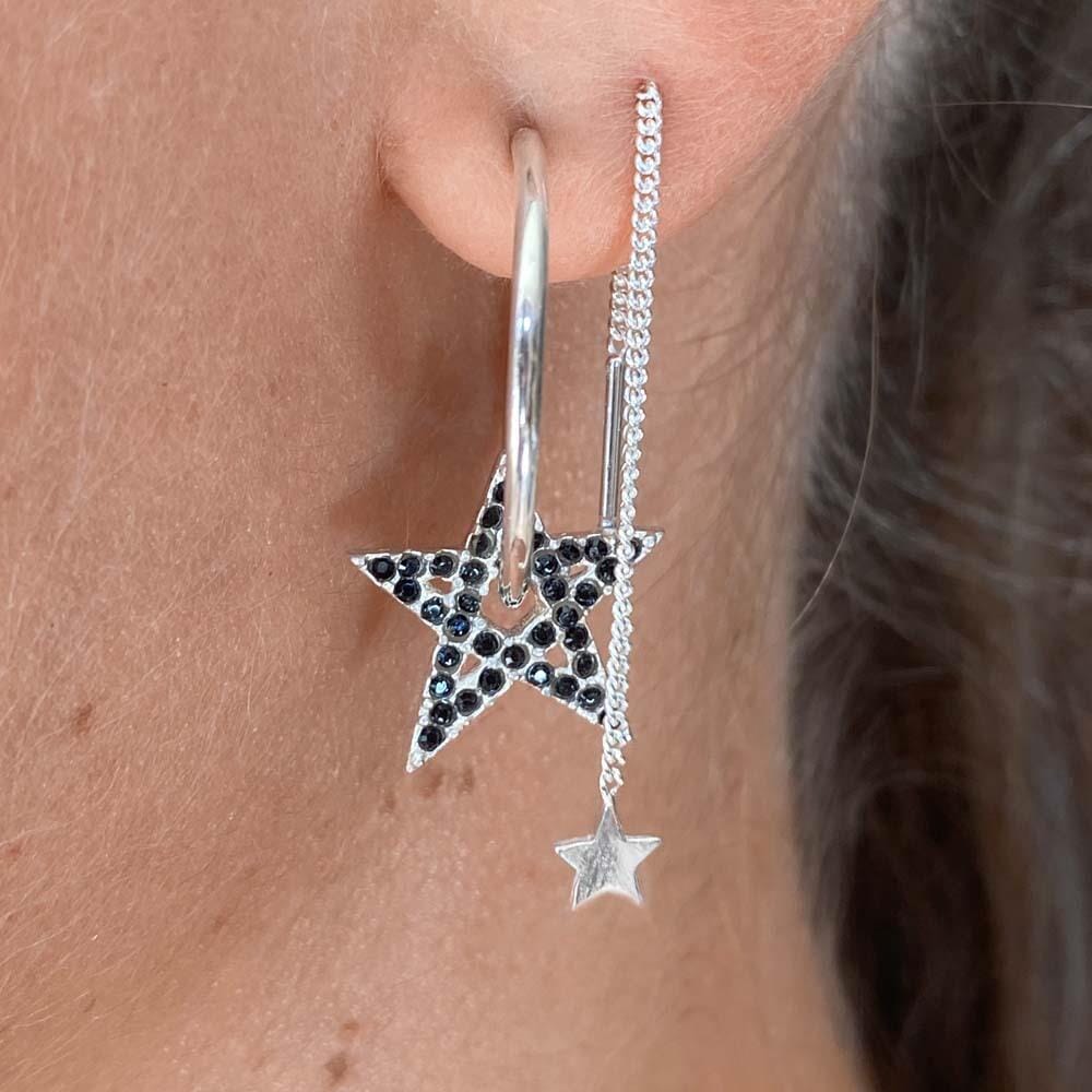 Outlet Galaxy Star Silver Pull Through Earrings