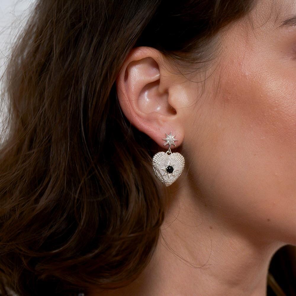 Divine Heart Silver Earrings