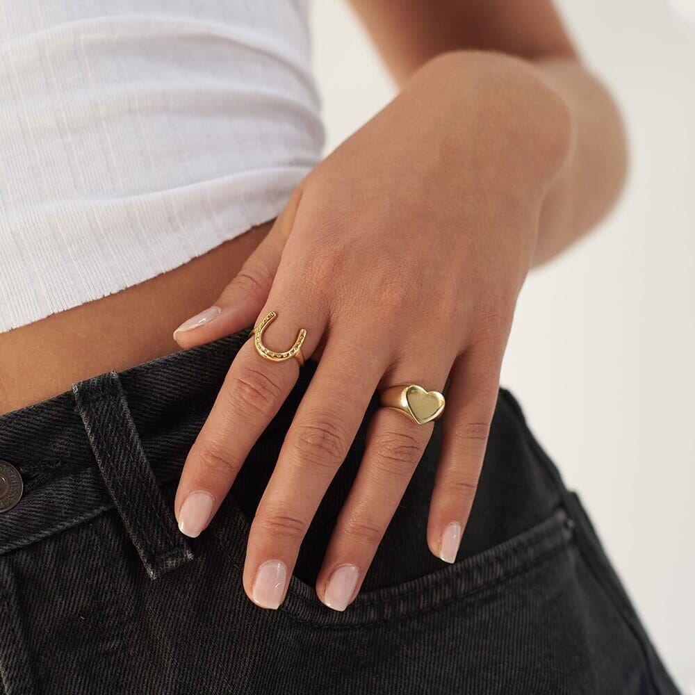 Outlet NU & MII Heart Signet Gold Ring