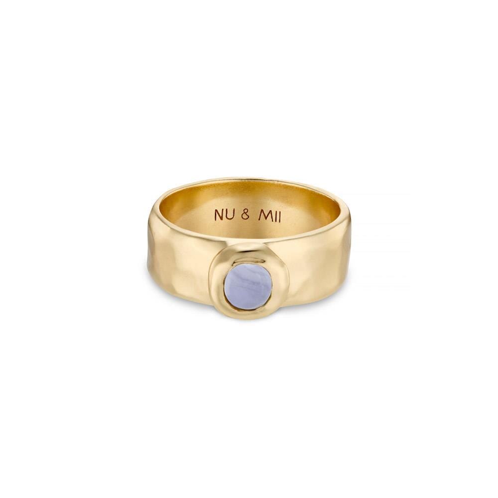 NU & MII Clara Band Gold Plated Ring- Blue Lace