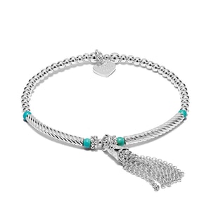Pipa Turquoise Tassel Silver Charm Bracelet