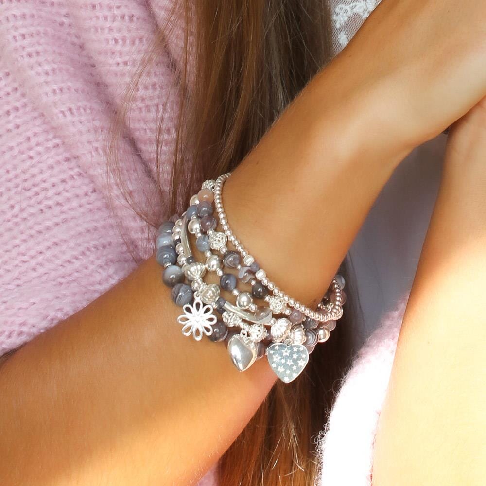 Milan Silver Charm Bracelet - Open Flower
