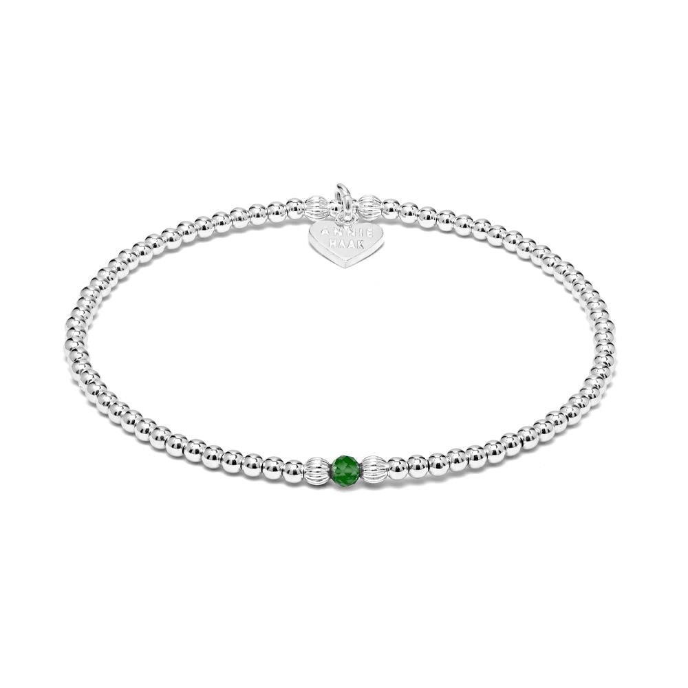 Silver Aster Bracelet with Emerald Green Agate