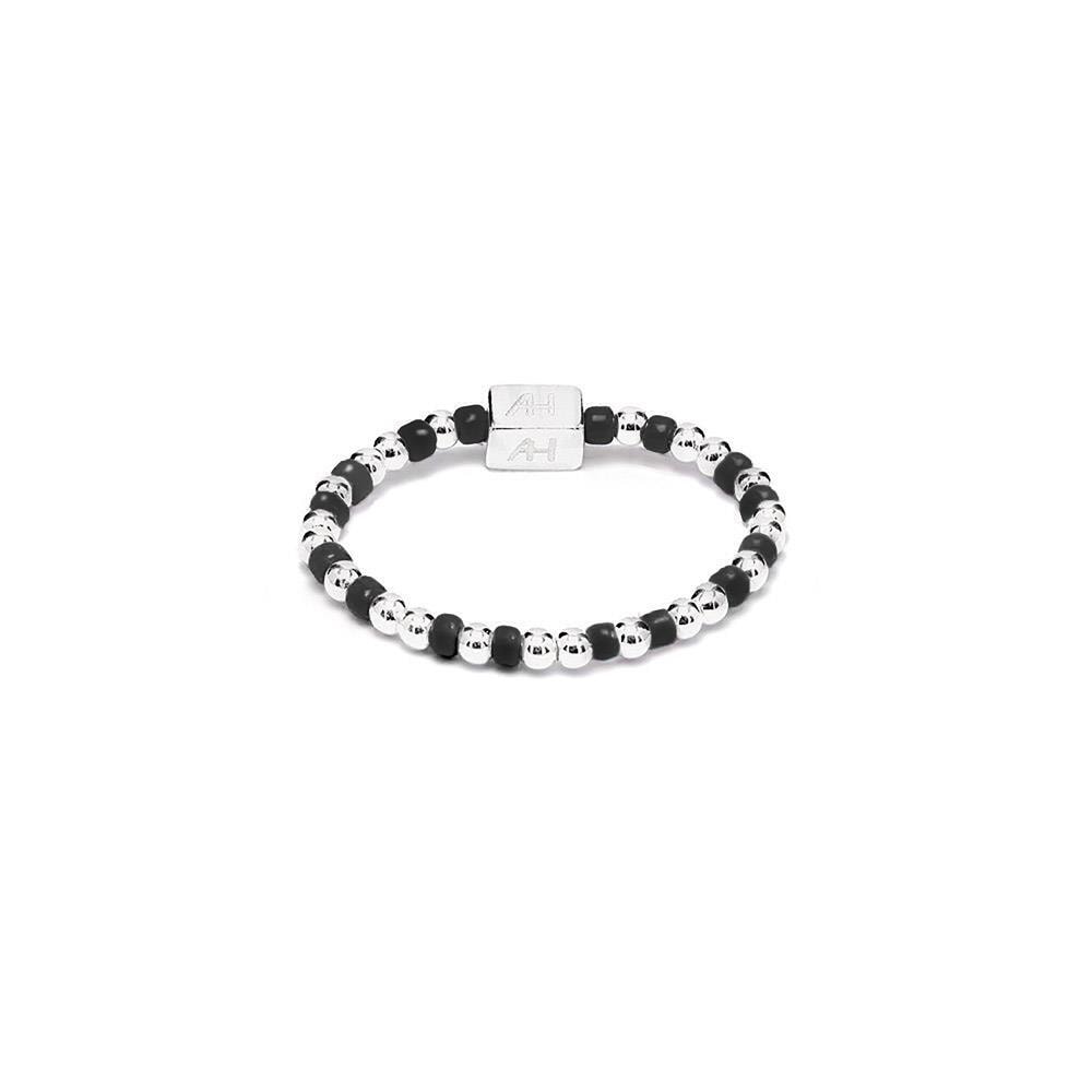 Silver Serasi Ring with Black Japanese Glass Beads - Annie Haak
