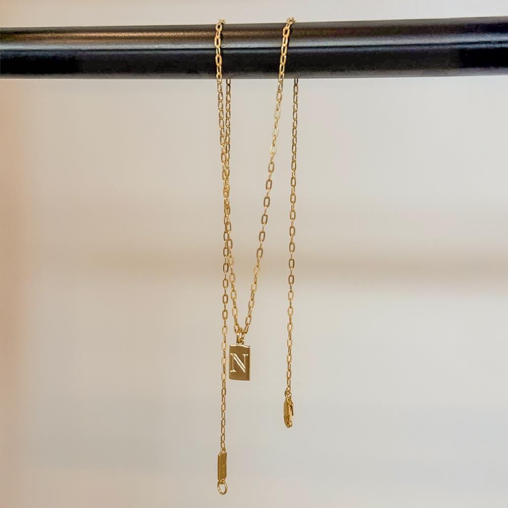 NU & MII Nora Personalised Tag Gold Plated Necklace