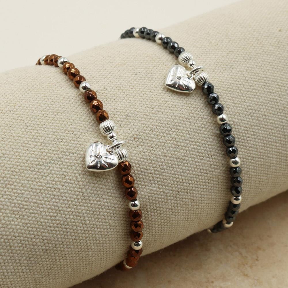 Hematite Copper Bracelet - Sparkle Heart