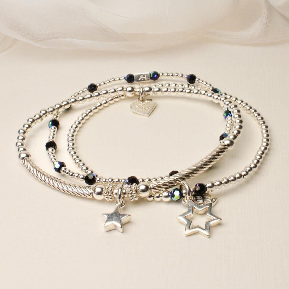 Mirage Black Crystal Silver Bracelet