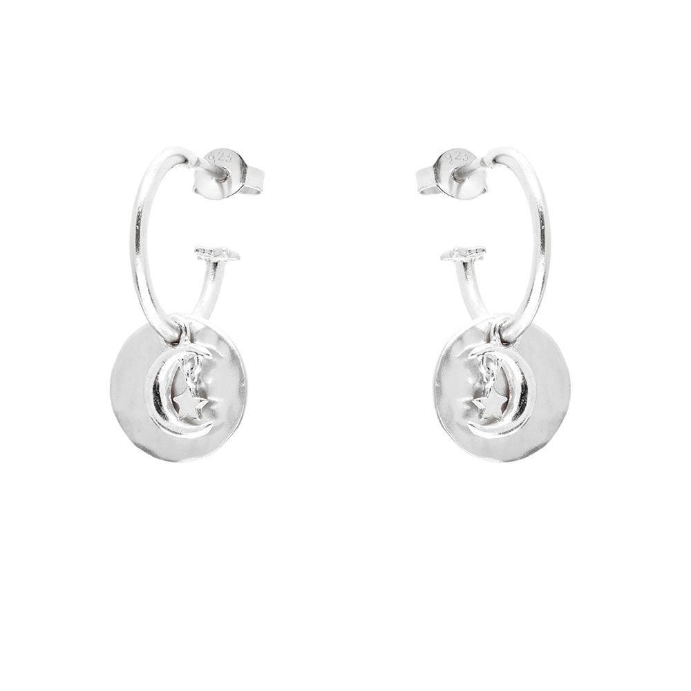 Outlet Full Moon Silver Hoop Earrings