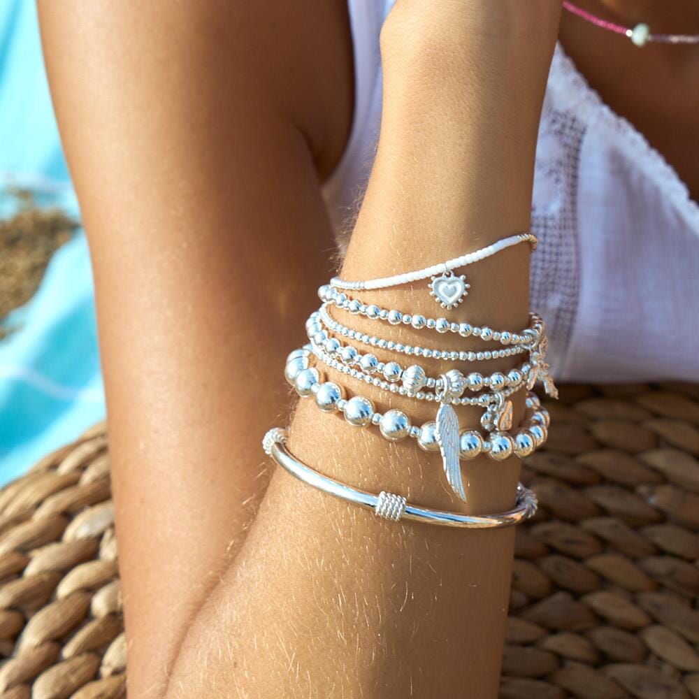 Outlet Enamel Heart Silver Friendship Bracelet - Choice of Colour