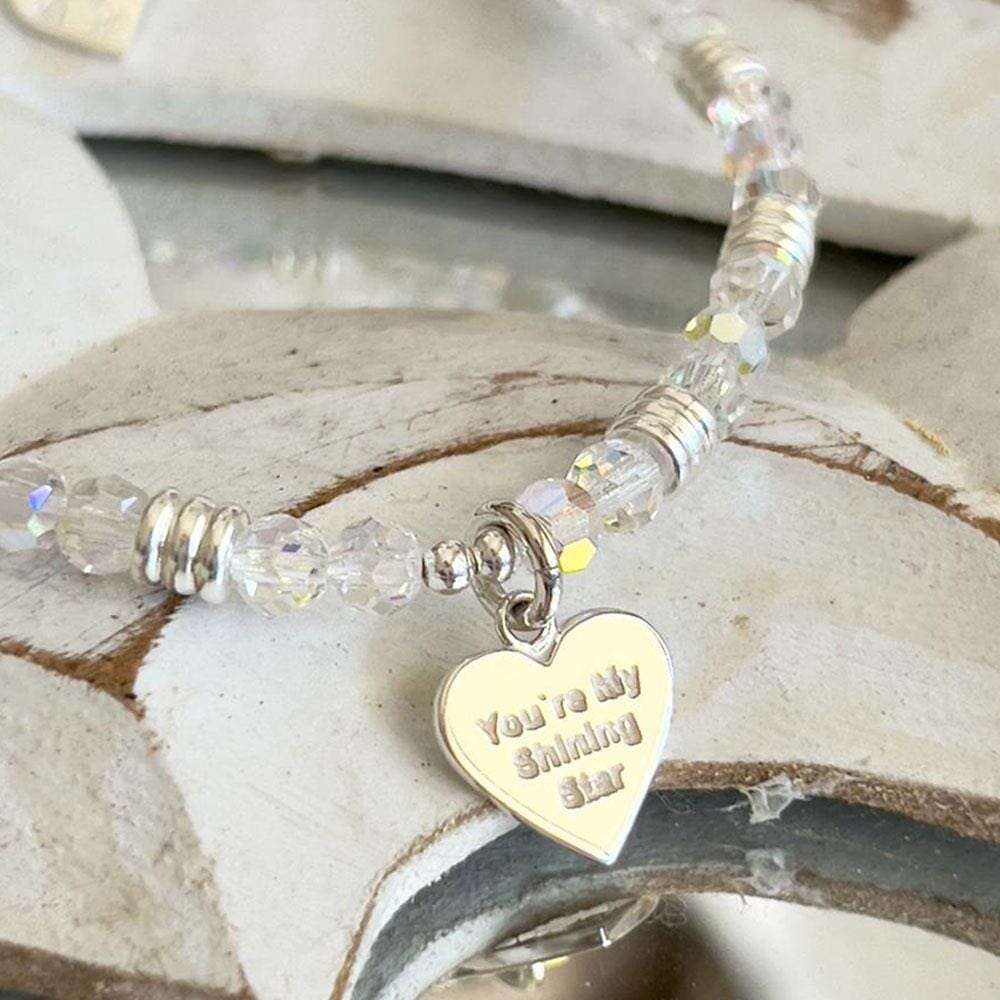 Charming Sparkle Silver Charm Bracelet - You're My Shining Star