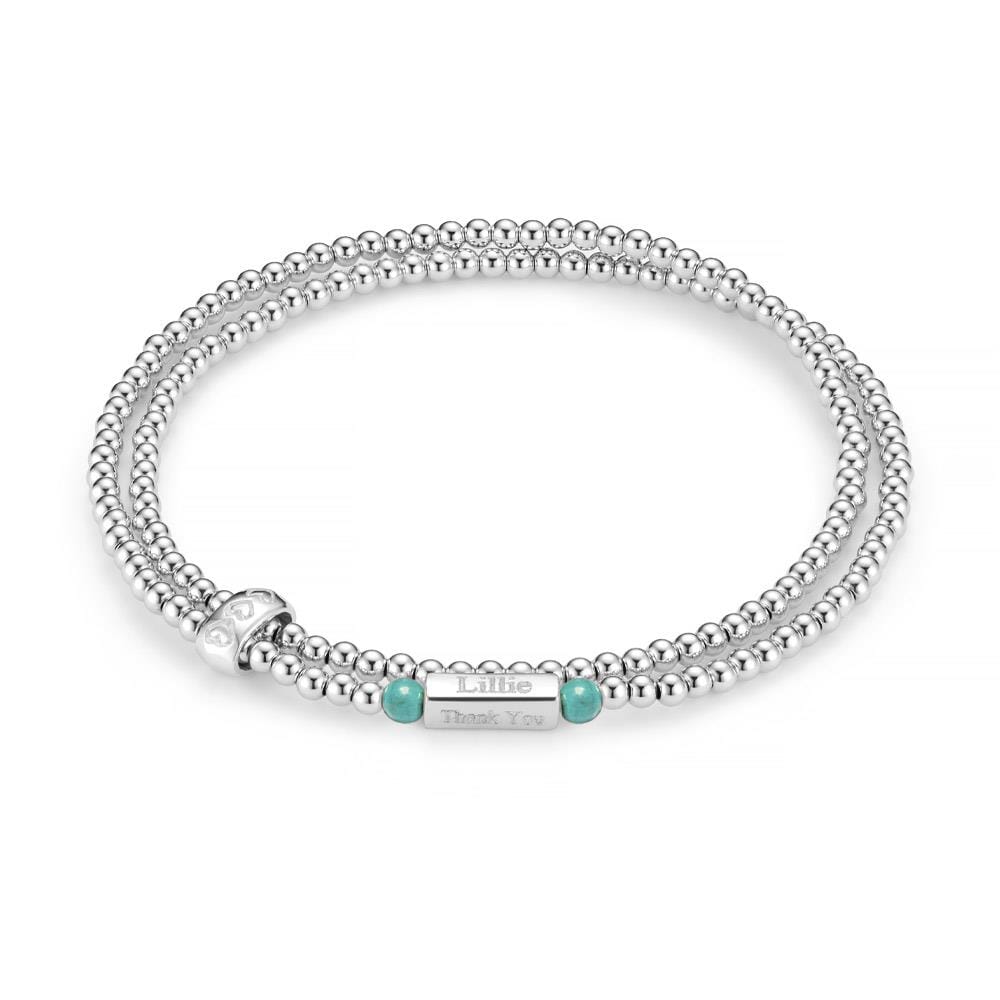 Phoebe Looped Personalised Silver Bracelet - Turquoise