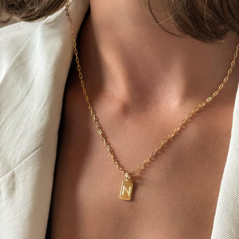 NU & MII Nora Personalised Tag Gold Plated Necklace