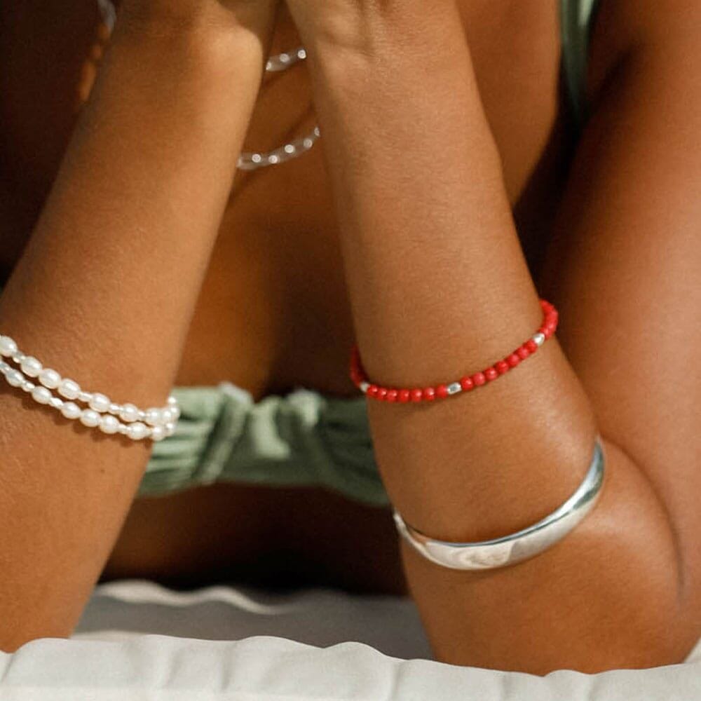 NU & MII Boho Gold Bracelet - Red Bamboo