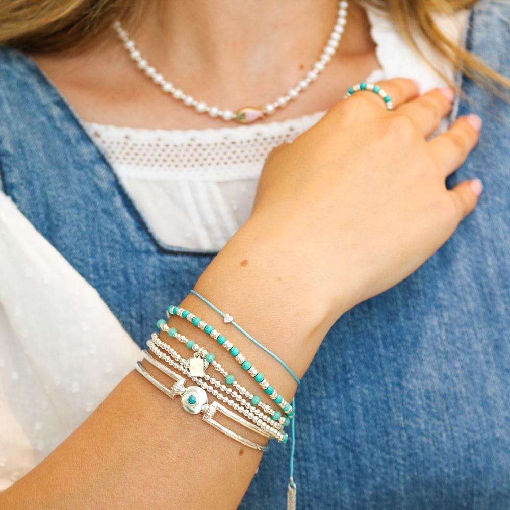 Harmony Heart Silver Bracelet - Turquoise