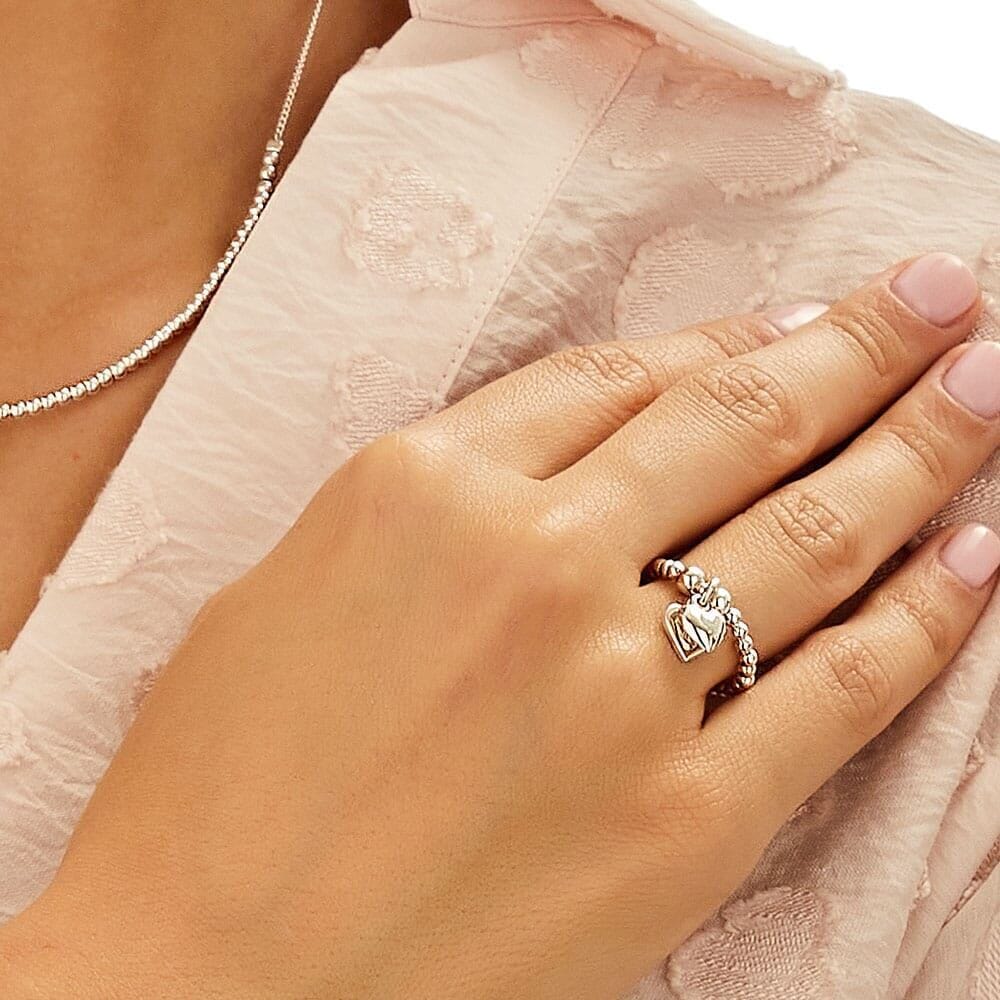 Santeenie Silver Charm Ring - Solid Heart