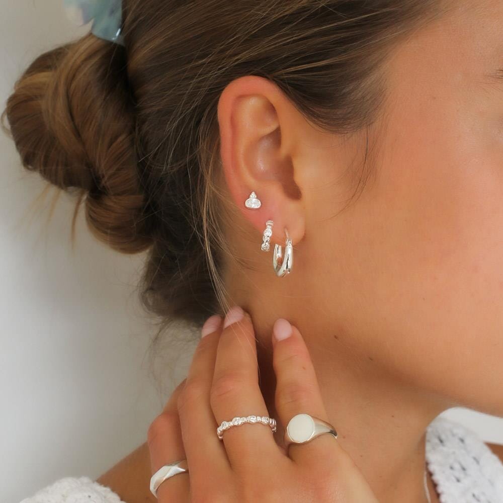 Outlet NU & MII Shine Hoop Silver Earrings