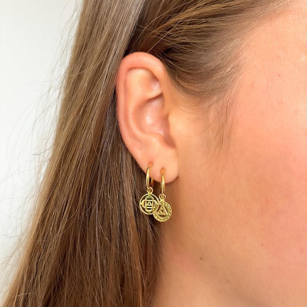 Root Chakra Hoop Gold Earrings
