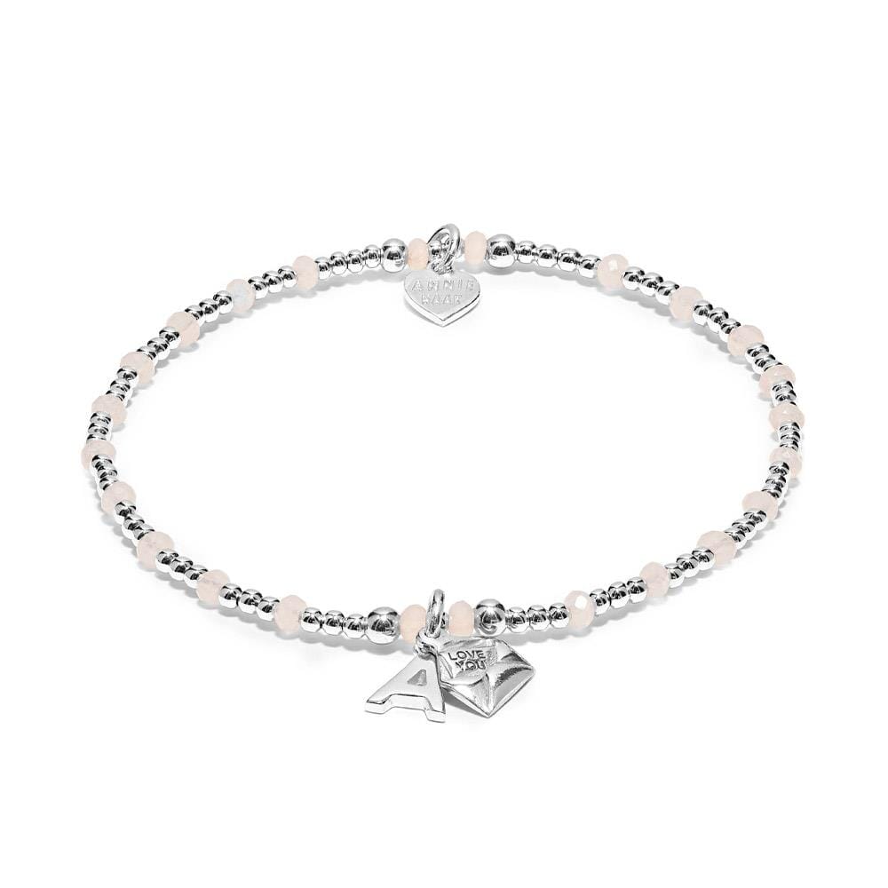Fancy Initial Silver Bracelet - Love You