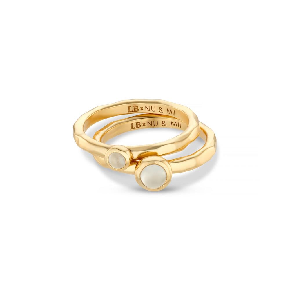 Liv Bentley Moonstone Molten Gold Plated Ring Stack