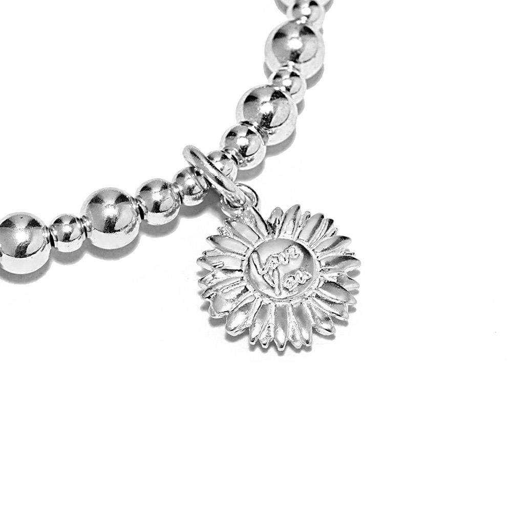 Mini Orchid Silver Charm Bracelet - Sunflower