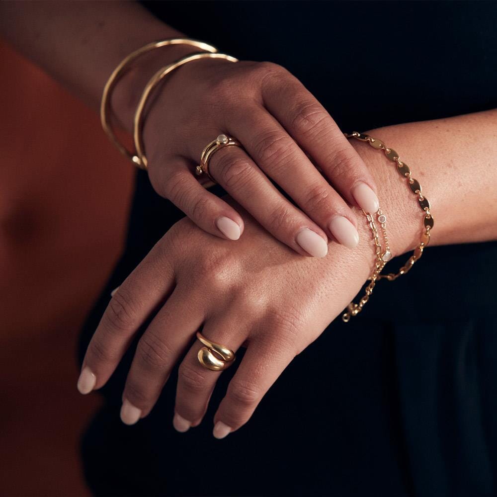 Liv Bentley Moonstone Molten Gold Plated Ring Stack