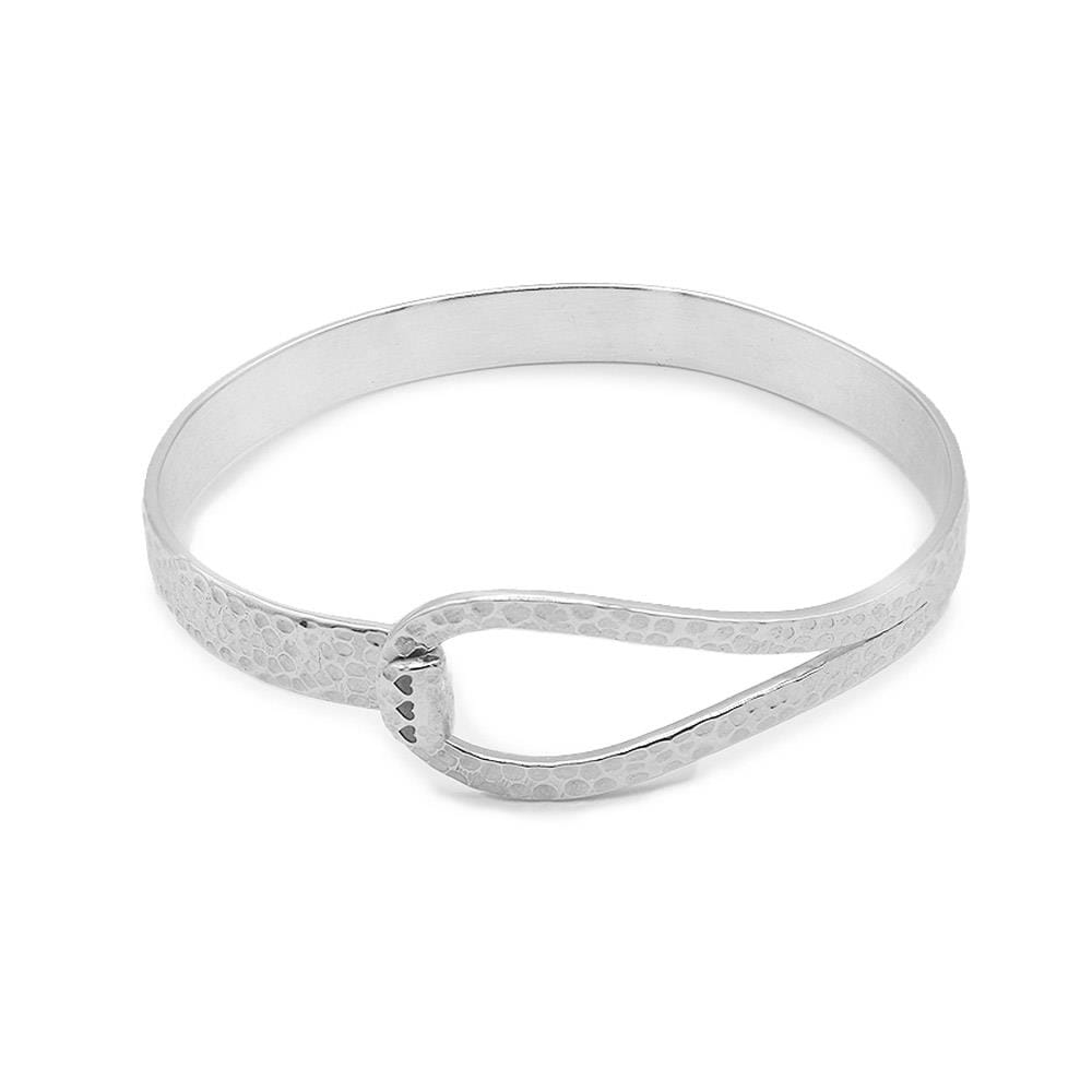 Teardrop Clasp Silver Bangle