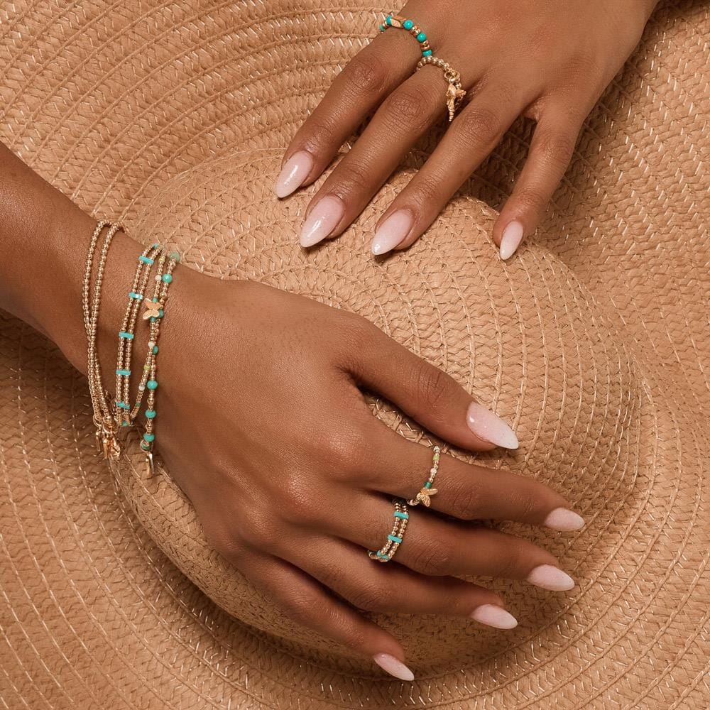 Turquoise Duet Gold Plated Ring