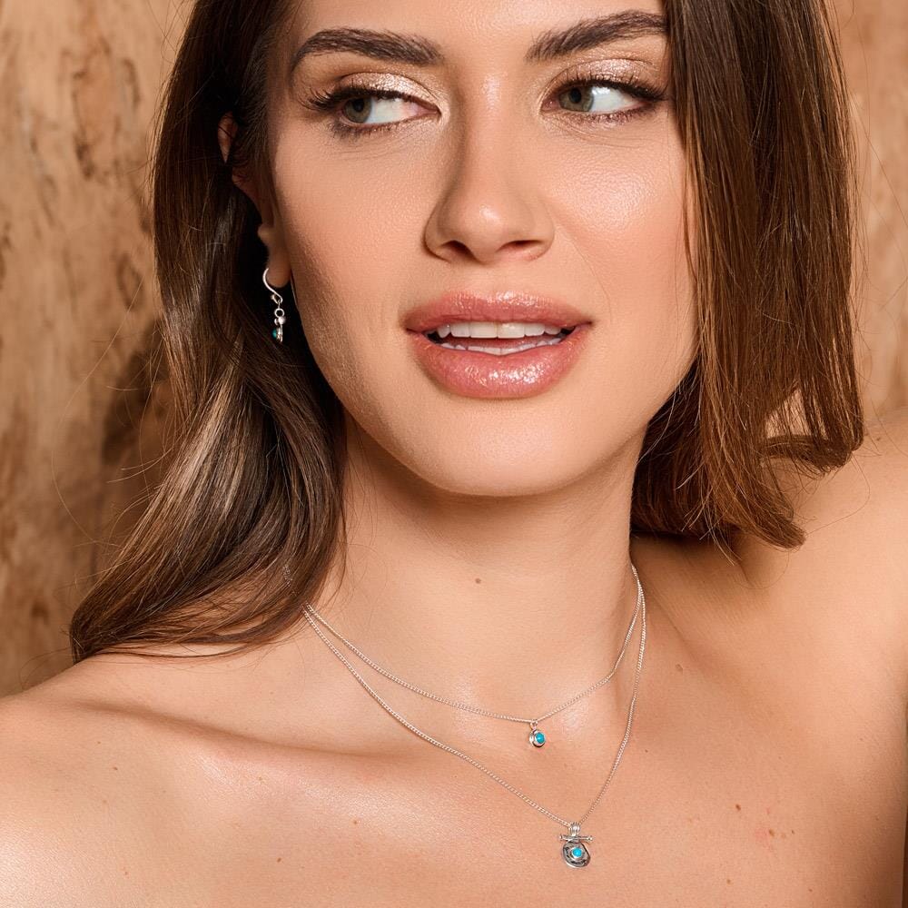 Mosaic Turquoise Silver Necklace