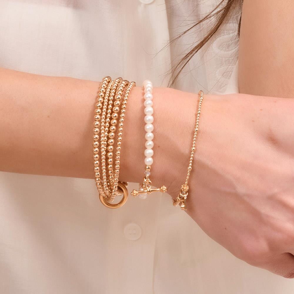 Poppy Pearl Gold Plated Bracelet - T-Bar