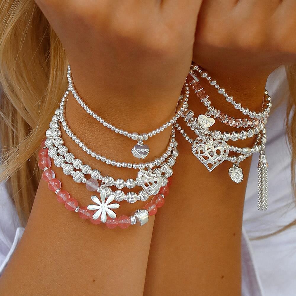 Anna Bella Silver Charm Bracelet - Multi Heart