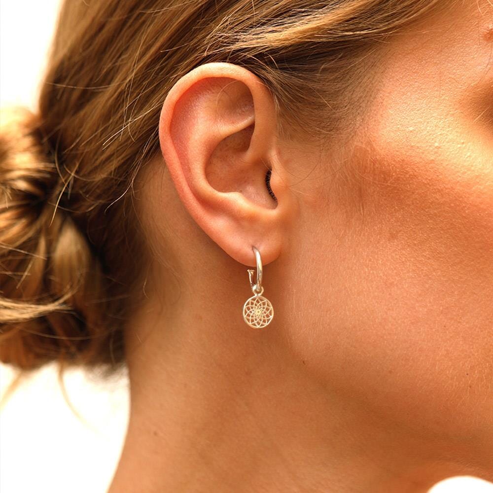 Crown Chakra Hoop Silver Earrings