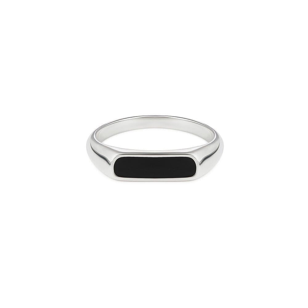 NU & MII Naomi Silver Ring with Black Oblong Centrepiece