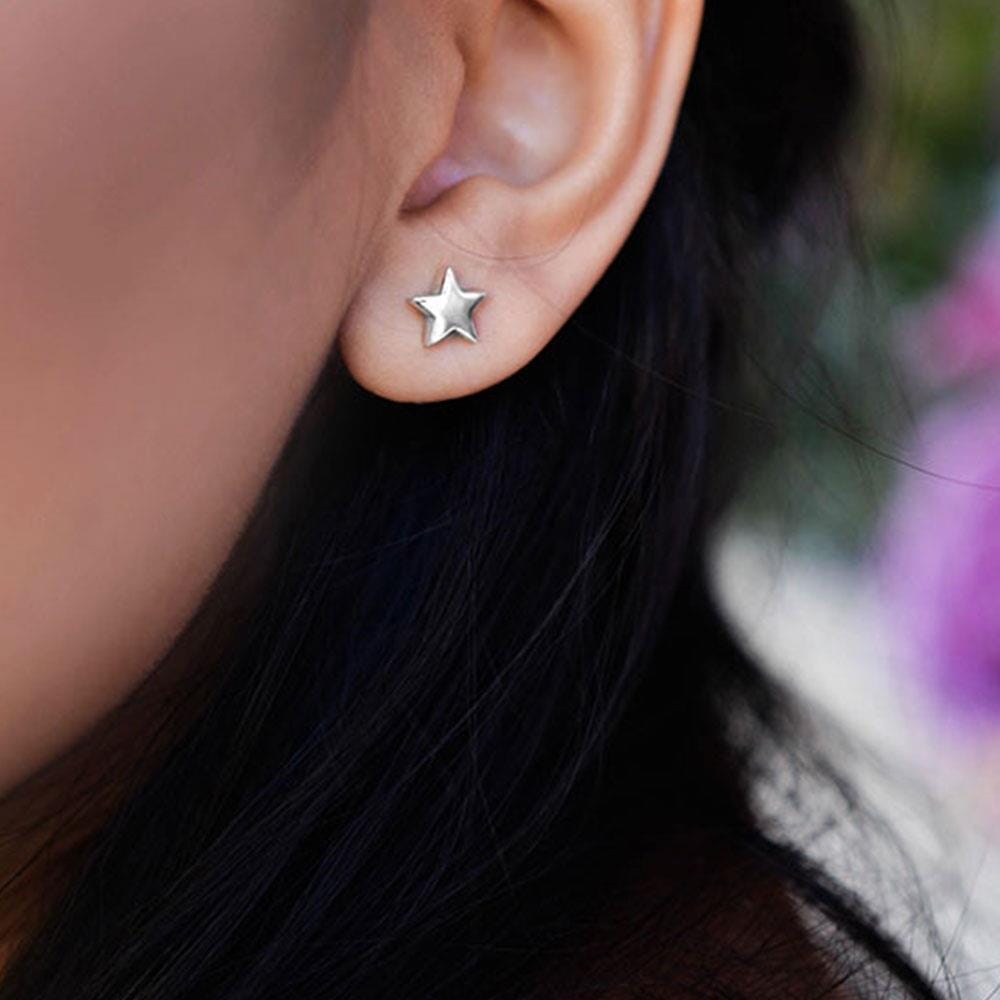 Boxed Star Silver Stud Earrings