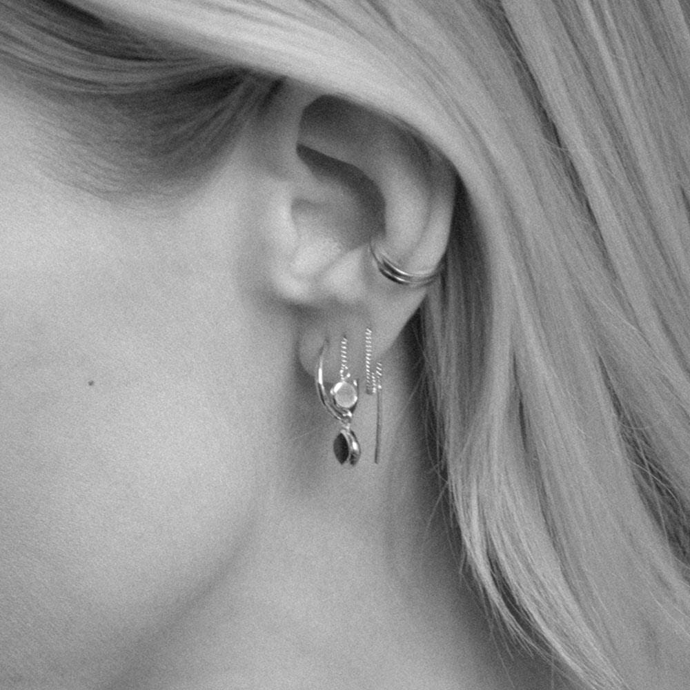 Outlet NU & MII Moonstone Gold Pull Through Earrings