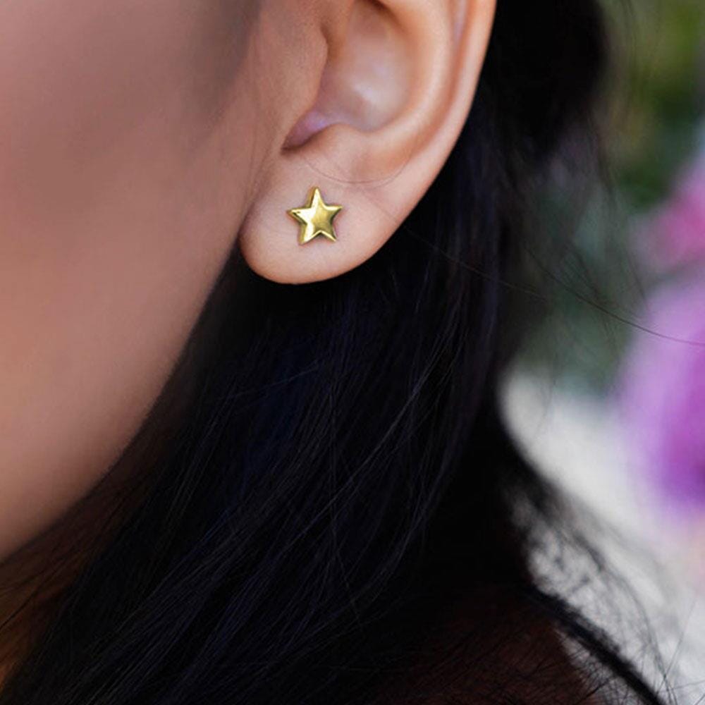 Outlet Boxed Star Gold Plated Stud Earrings