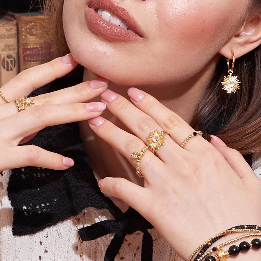 Outlet Orbit Gold Plated Ring - Crystal