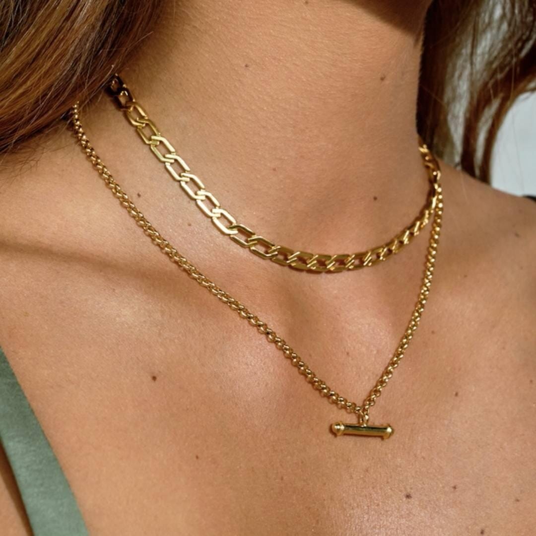 NU & MII Limelight Bar Gold Plated Chain Necklace