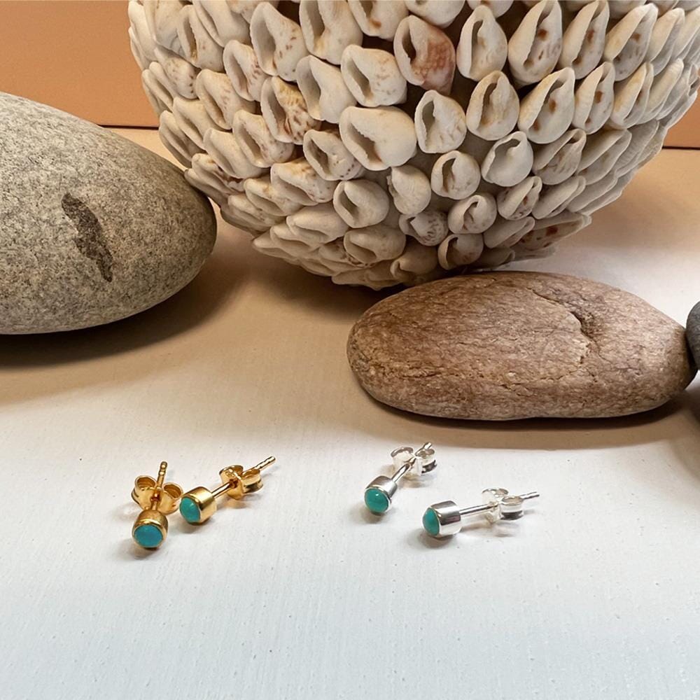 Zodiac Turquoise Silver Stud Earrings