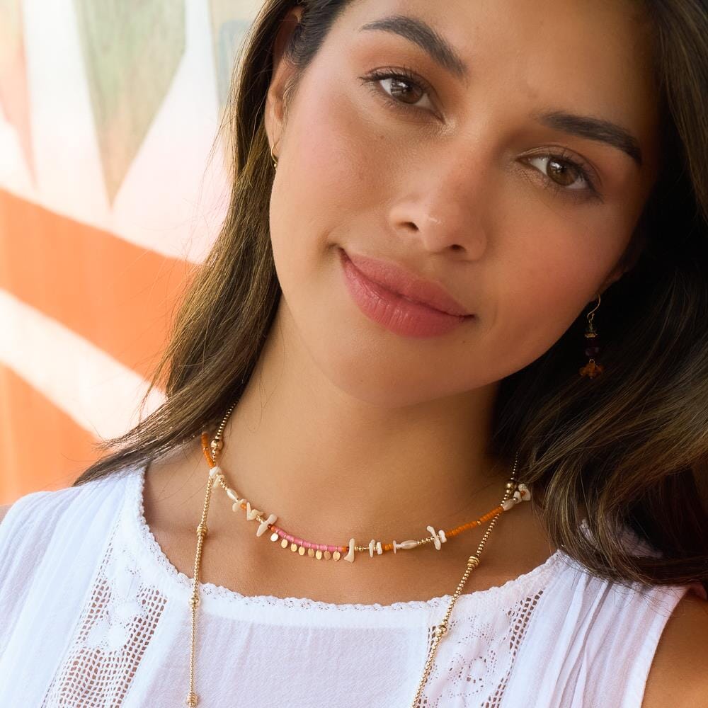 Shangri-La Gold Plated Necklace - Orange