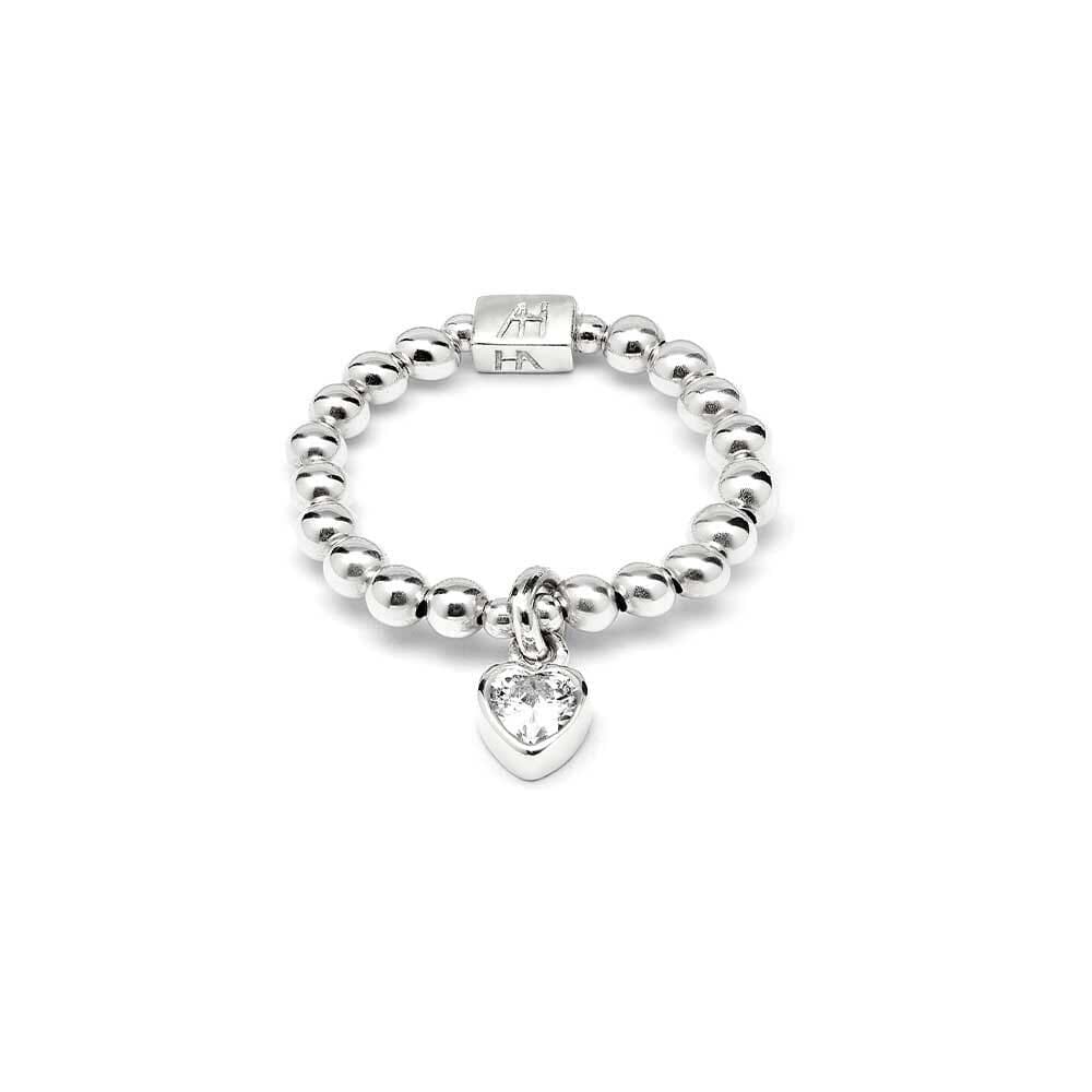 Image of Mini Charm Silver Ring - Crystal Heart