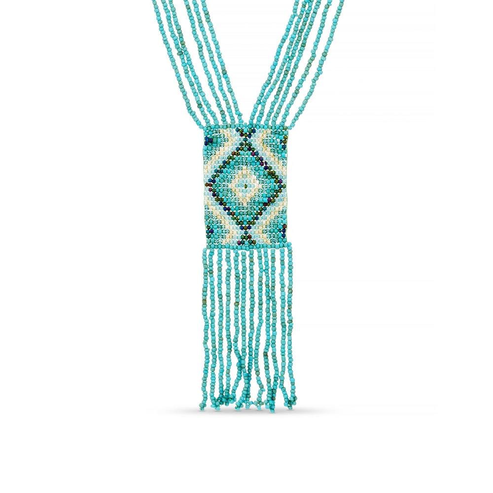 Outlet Traditional Balinese Beaded Necklace - Turquoise